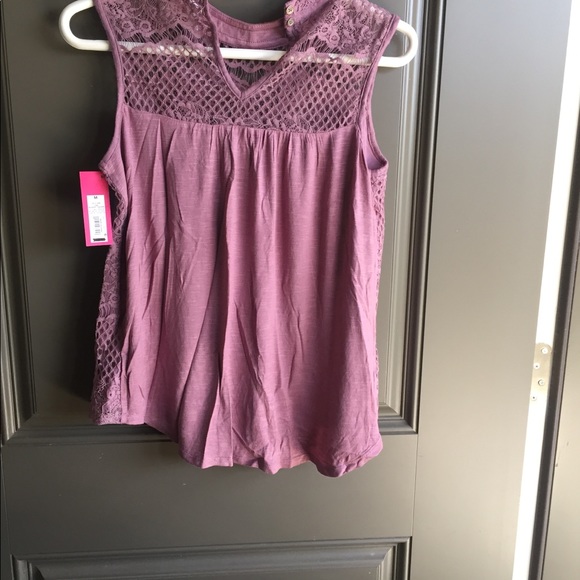 Mauve High neck lace sleeveless top Sz M New - Picture 9 of 13
